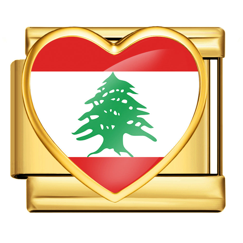 Wholesale Gold Plated Stainless Steel DIY Modular Bracelet With Heart Italy Flag Design Party Jewelry Accessory For Women