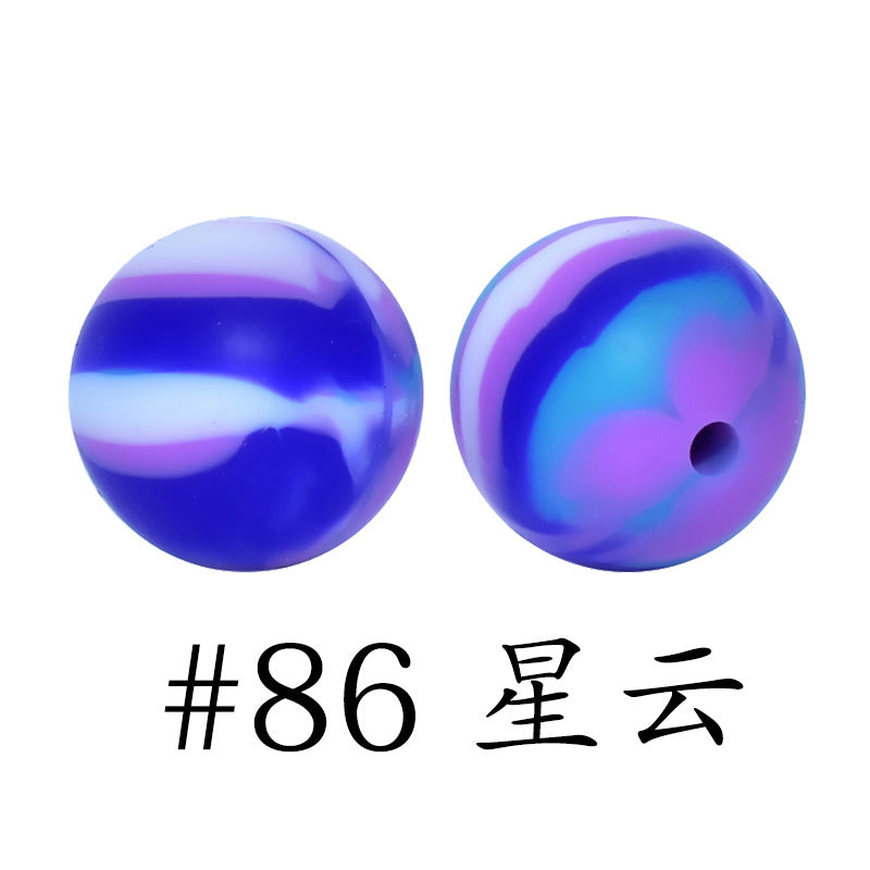 Wholesale 50pcs 15mm Western Style Leopard Skull Color Aztec Printed Silicone Balls Beads ACC-BDS-HeSheng008