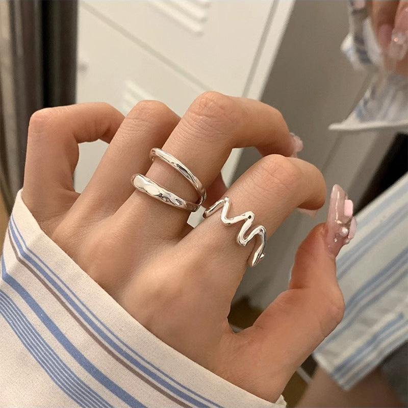 Wholesale Wave Letters 925 Sterling Silver Open Index Finger Ring ACC-RS-YaoFeng004