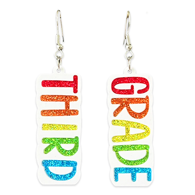 Wholesale Shiny colored earrings with words