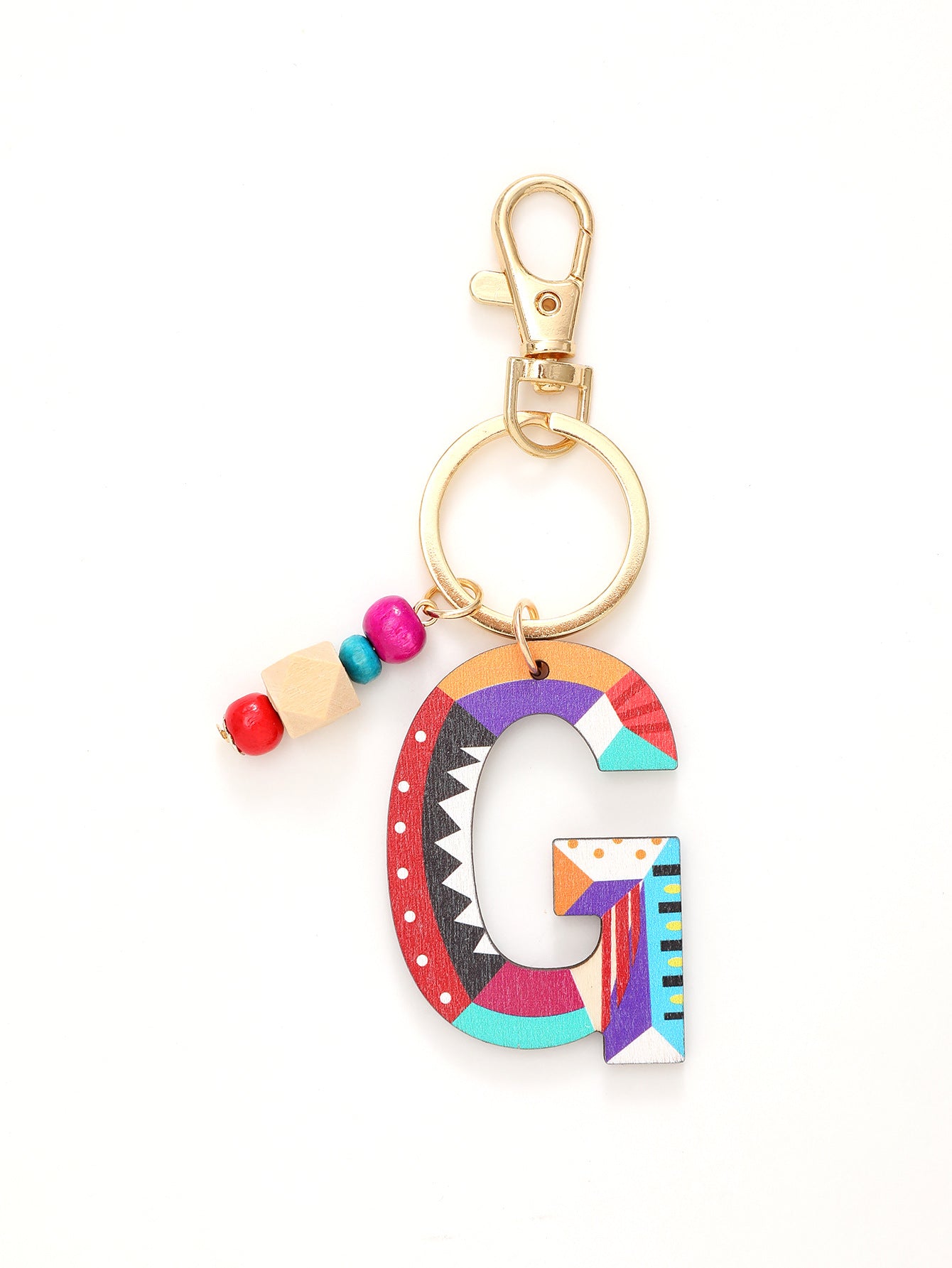 Wholesale Trendy Alphabet Bead Keychain Wooden Car Key Accessory Gift Boutique Resale