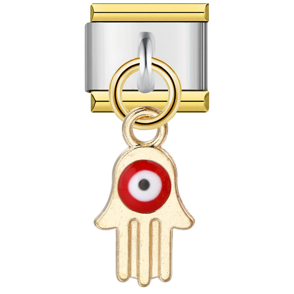 Wholesale Single Hook Italian Module Bracelet Devil' s Eye Pendant  Titanium Steel Charms