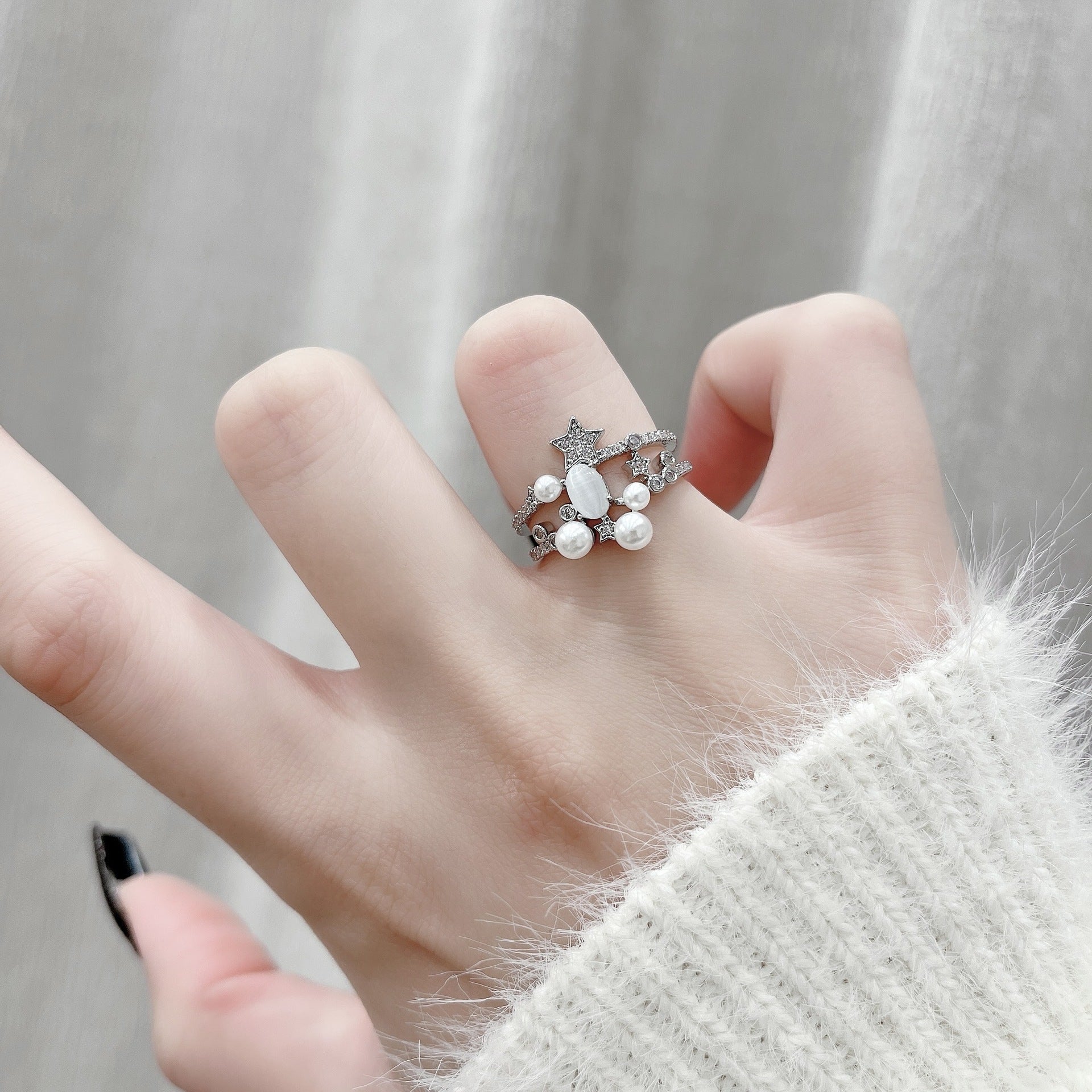 Wholesale Pearl Zircon Layer Ring