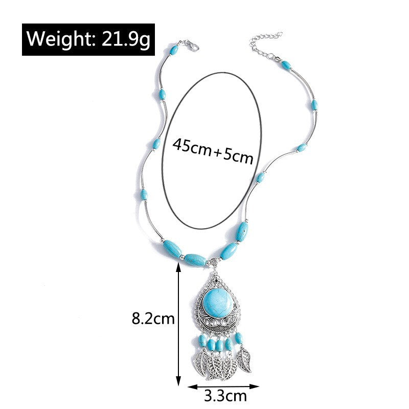 Wholesale Heart-shaped flower turquoise pendant necklace