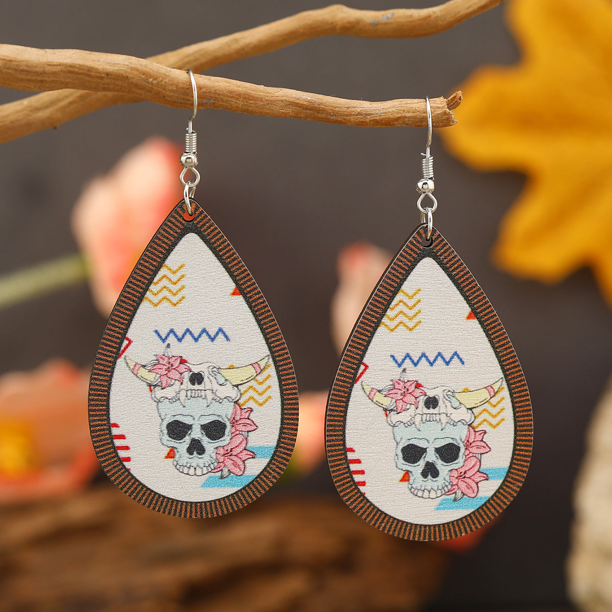 Wholesale Western style cow head sunflower water drop Earrings