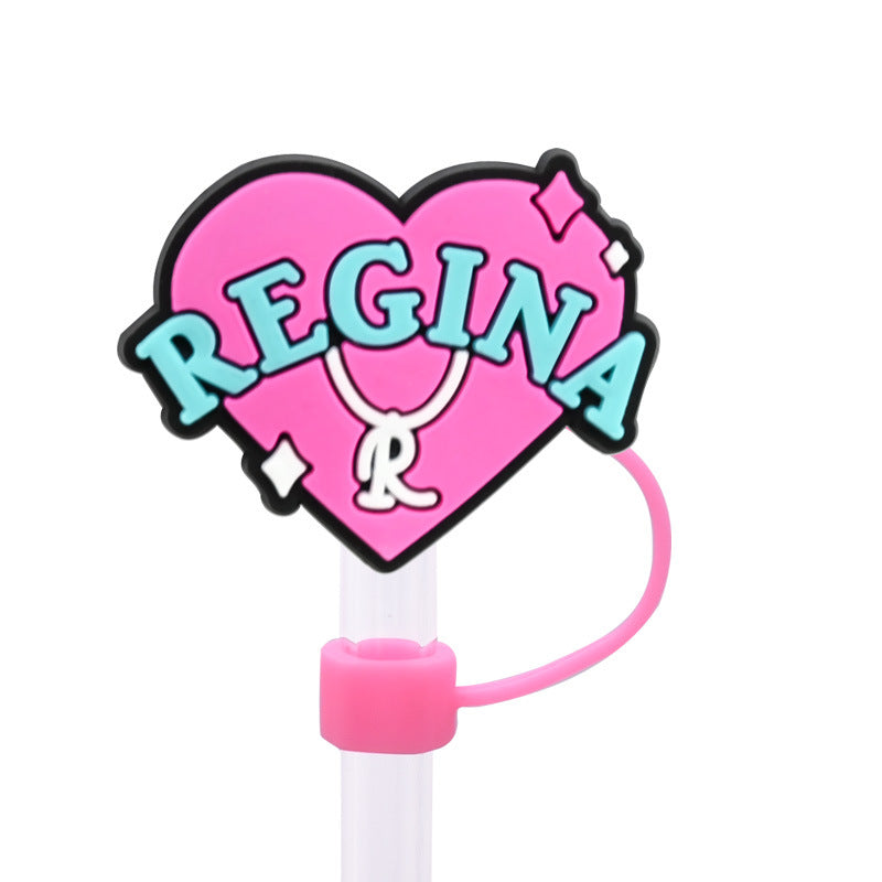 Wholesale Random 100pcs Pink Bad Girl Series 8/10mm PVC Soft Straw Tube Cap