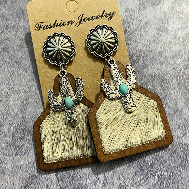 Wholesale Vintage Western Style Bohemian Wood Earrings ACC-ES-XinChuan031