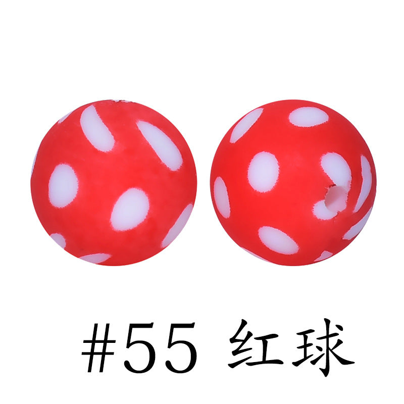 Wholesale 50pcs 15mm Western Style Leopard Skull Color Aztec Printed Silicone Balls Beads ACC-BDS-HeSheng009