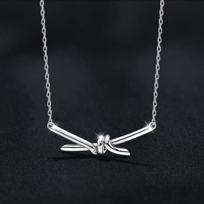 Wholesale S925 Silver Mosan Diamond Knot  Necklace