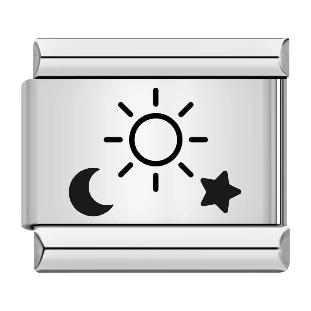 Wholesale  Italian Charm Bracelet 9mm DIY sun moon stars Creative Stainless Steel Composable Bracelet