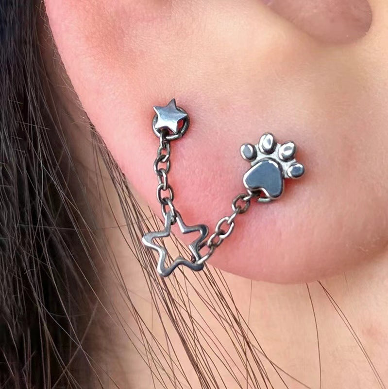 Wholesale  Love Cross Chain Tassel Ear Nail Earrings