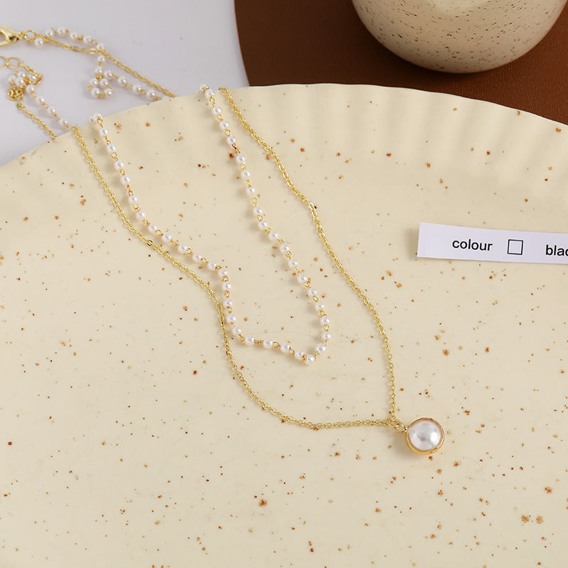 Wholesale  small pearl necklace clavicle chain stacked pearl necklace
