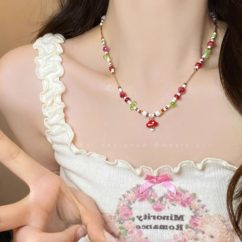 Wholesale  Colorful Natural Stone Rice Beads Necklace