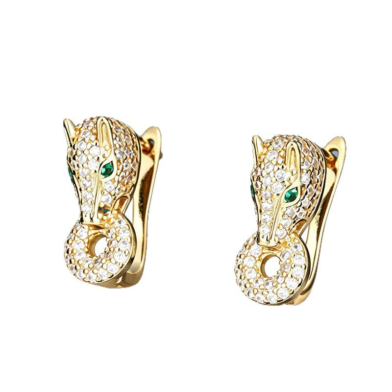 Wholesale Leopard Head Stud Earrings,  Copper Electroplated Fashion Accessory for Boutique Resale