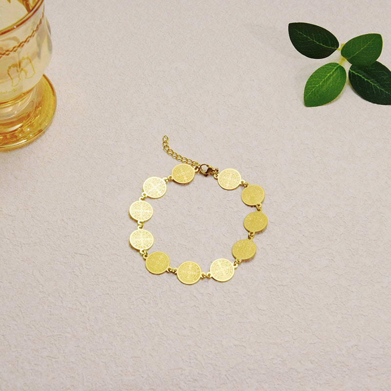 Wholesale  Light Luxury Circle Steel Bead  Stainless Steel Bracelet