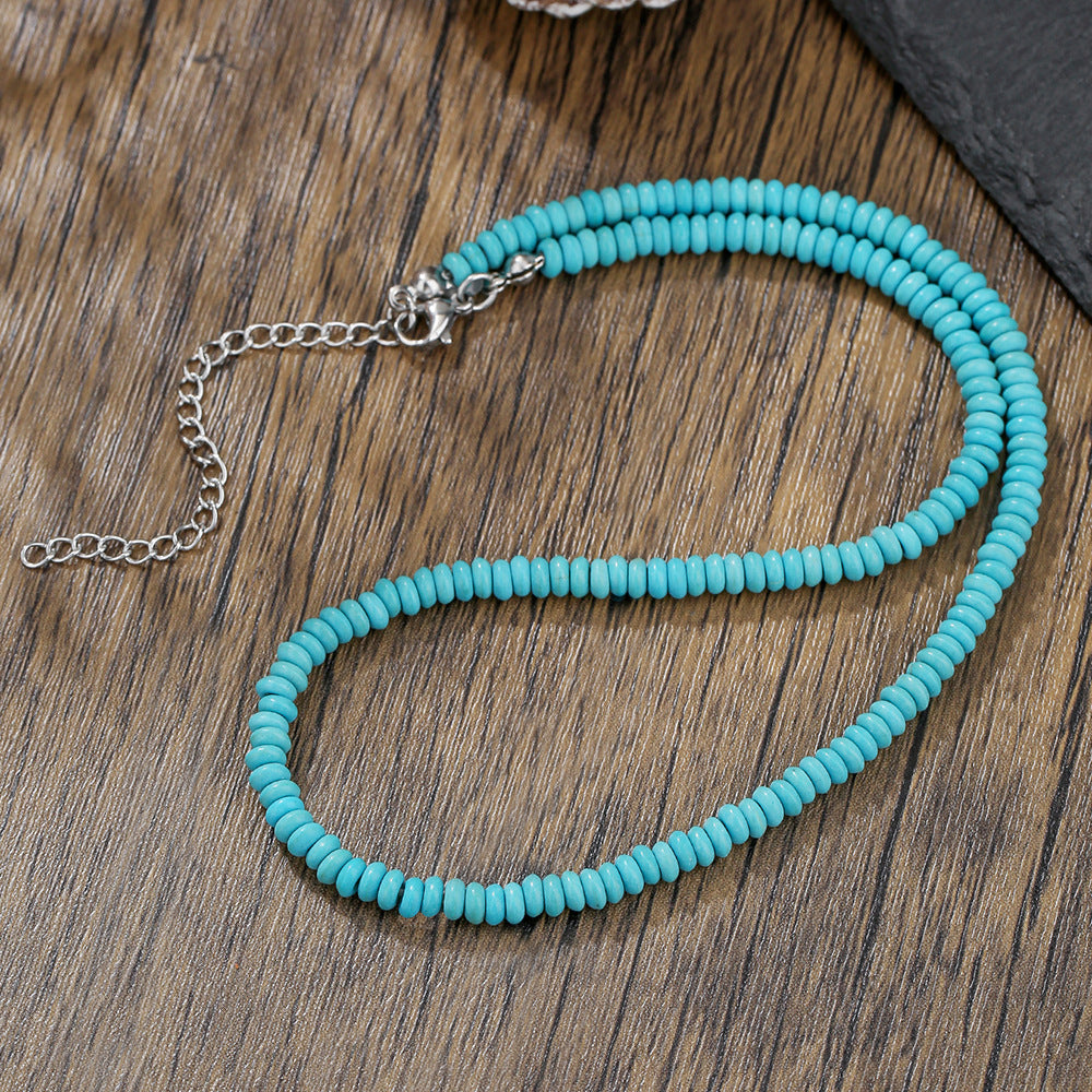 Wholesale turquoise necklace surfing punk necklace niche design hip-hop necklace