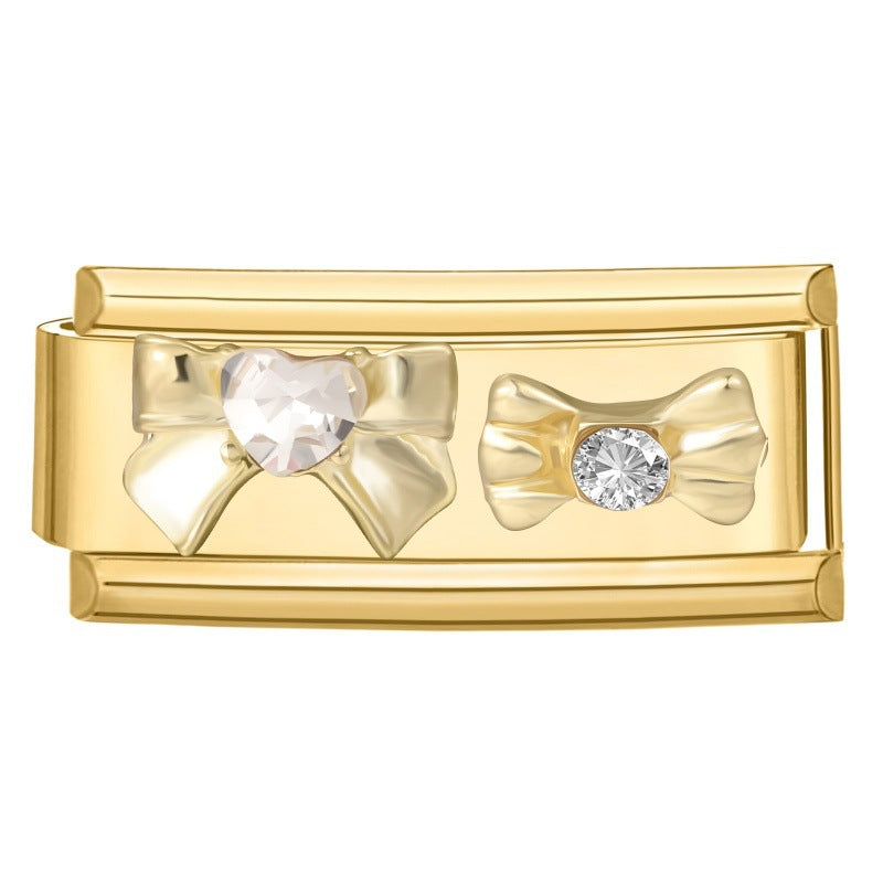 Wholesale Stainless Steel DIY Modular Bracelet Set Gold Rhinestone Butterfly Pearl Jewelry Accessory