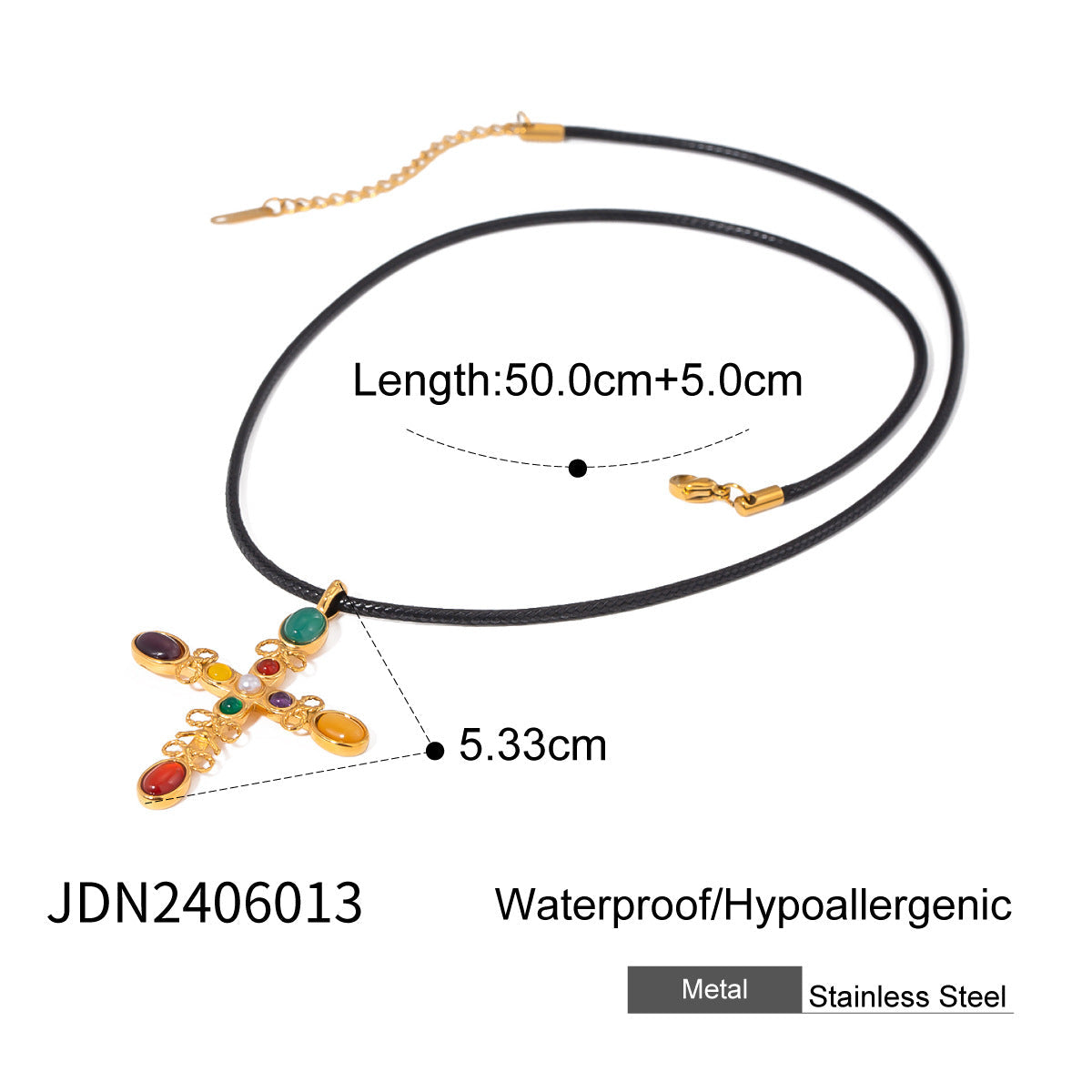 Wholesale Stainless Steel Red Agate Cross Love Necklace