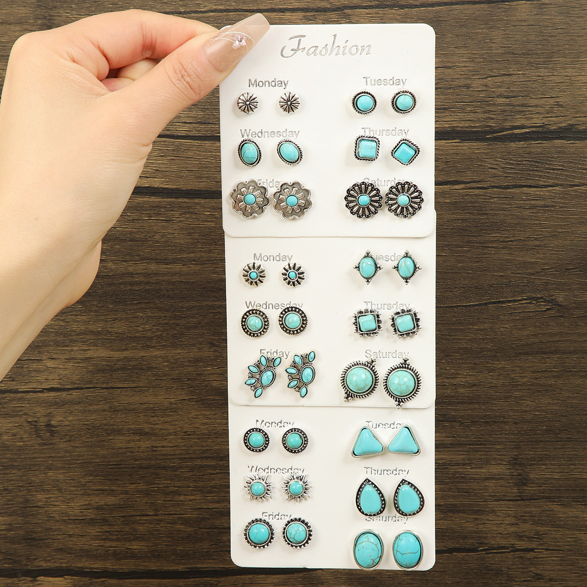 Wholesale geometric alloy multi-piece set earrings