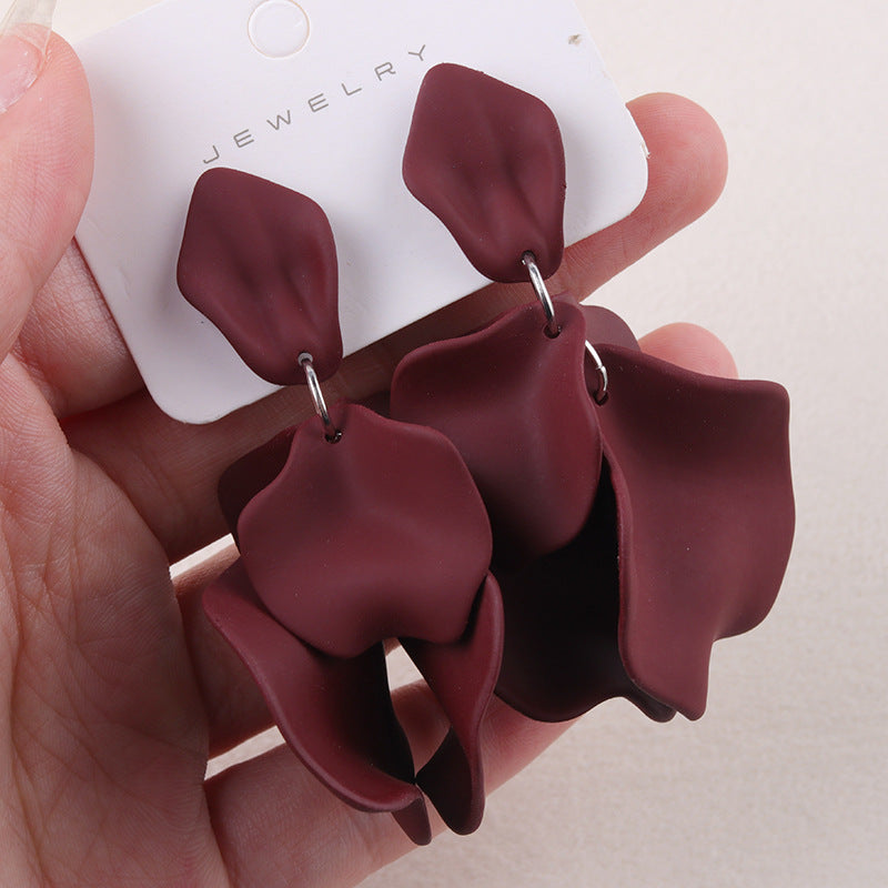 Wholesale Bohemian Style Petal Tassel Acrylic Earrings Pleated Candy Color Earrings