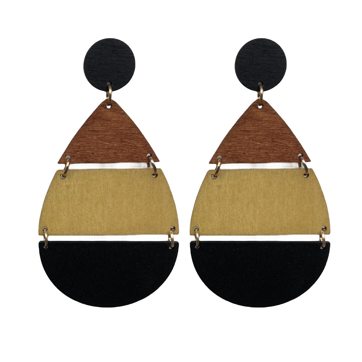 Wholesale Vintage Patchwork Wooden Earrings ACC-ES-FX026