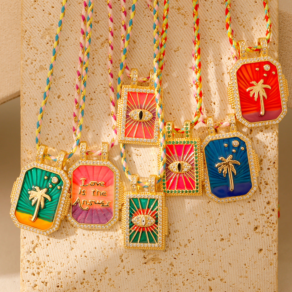 Wholesale Stainless steel Tarot TAROT Necklace with Drill Dropping Oil for Women