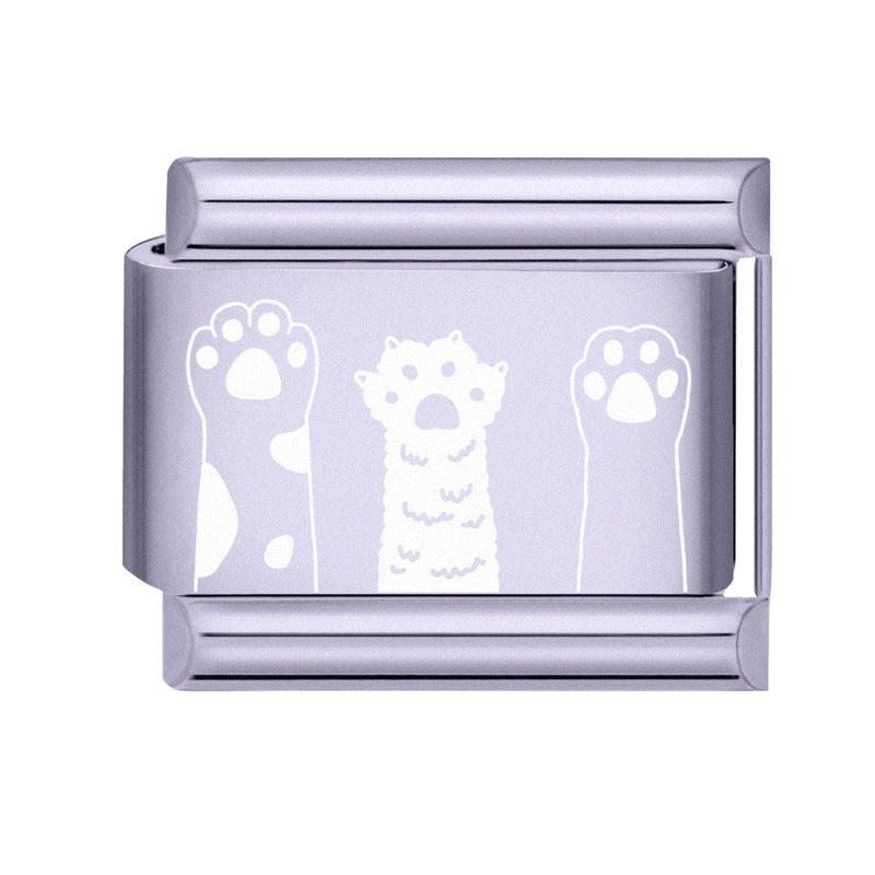 Wholesale Italian Charm Bracelet 9mm DIY Splicing Light Purple Series Stainless Steel Composable Bracelet