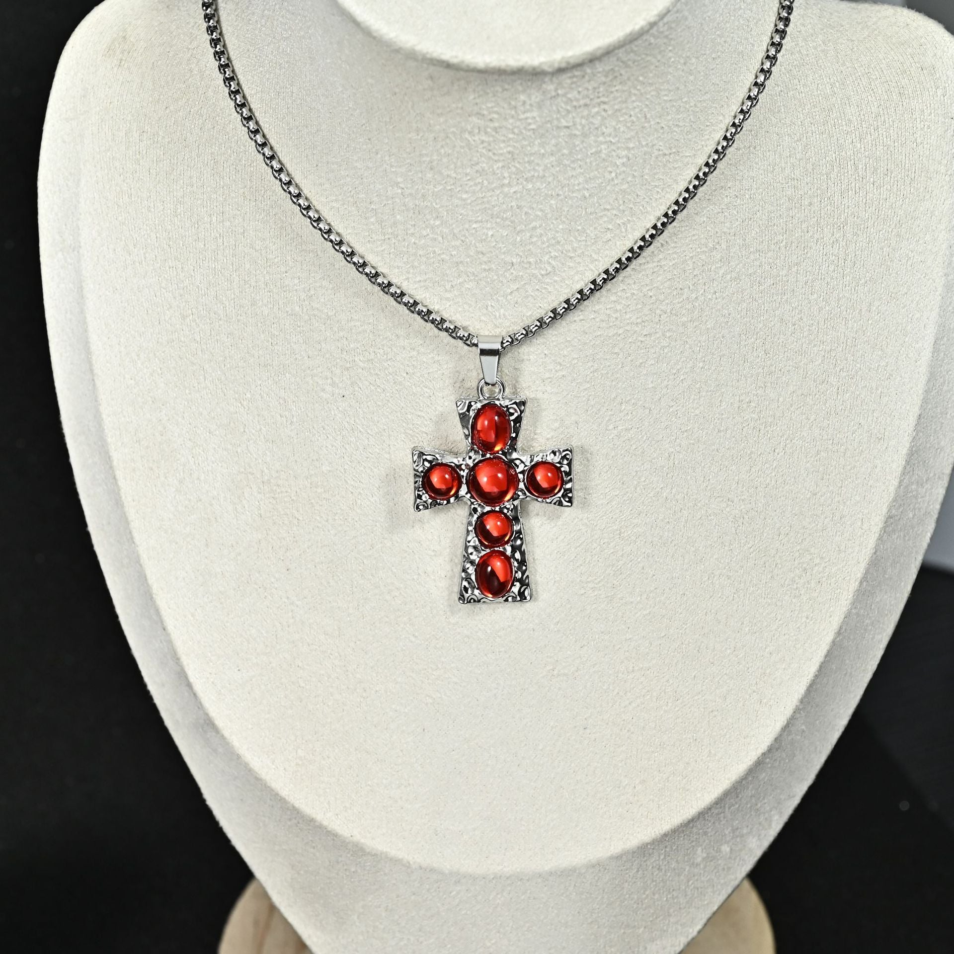 Wholesale Retro Vintage Cross Pendant Necklace For Men Stainless Steel Long Chain Chic Fashion Jewelry Accessory Gift