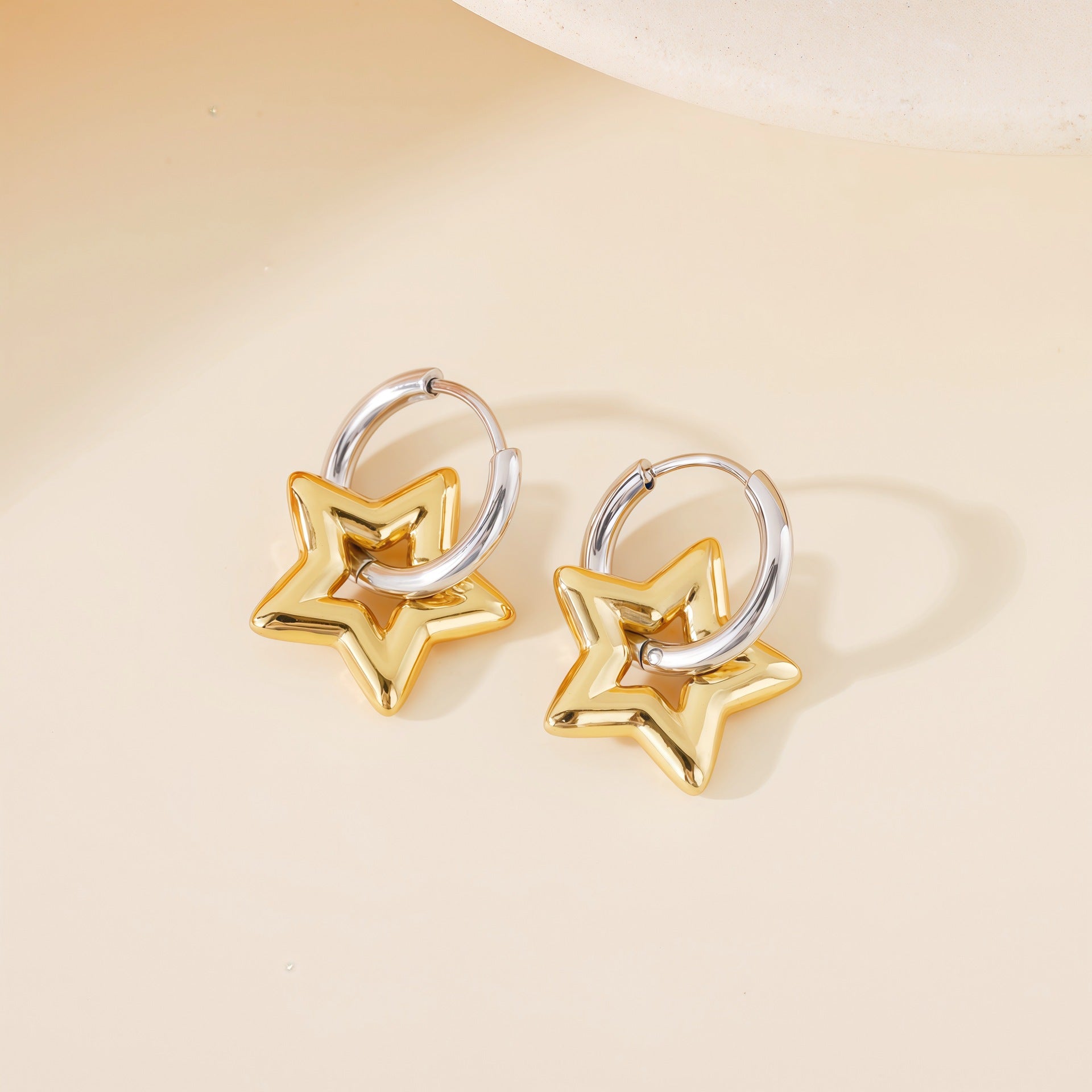 Wholesale Love Elegant Earrings Ear Buckle Titanium Steel Star Moon Geometric Earrings Light Luxury Earrings