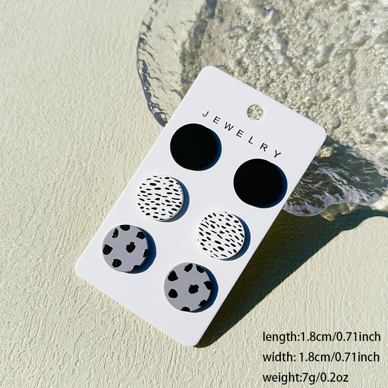 Wholesale printing spray paint clay texture colorful round cute contrast color ear studs  earrings