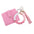 Wholesale  Cartoon Valentine's Day Printed Wooden Beads Pink Card Holder Bracelet PU Leather Tassel Wallet Keychain