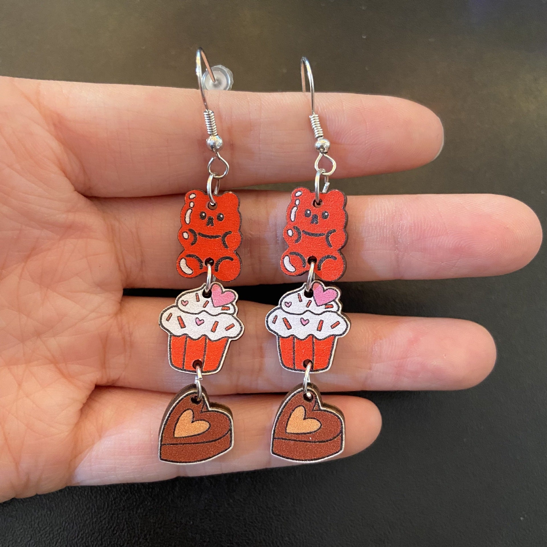 Wholesale Valentine's Day Pink Heart Cake Chocolate Earrings ACC-ES-XueP036