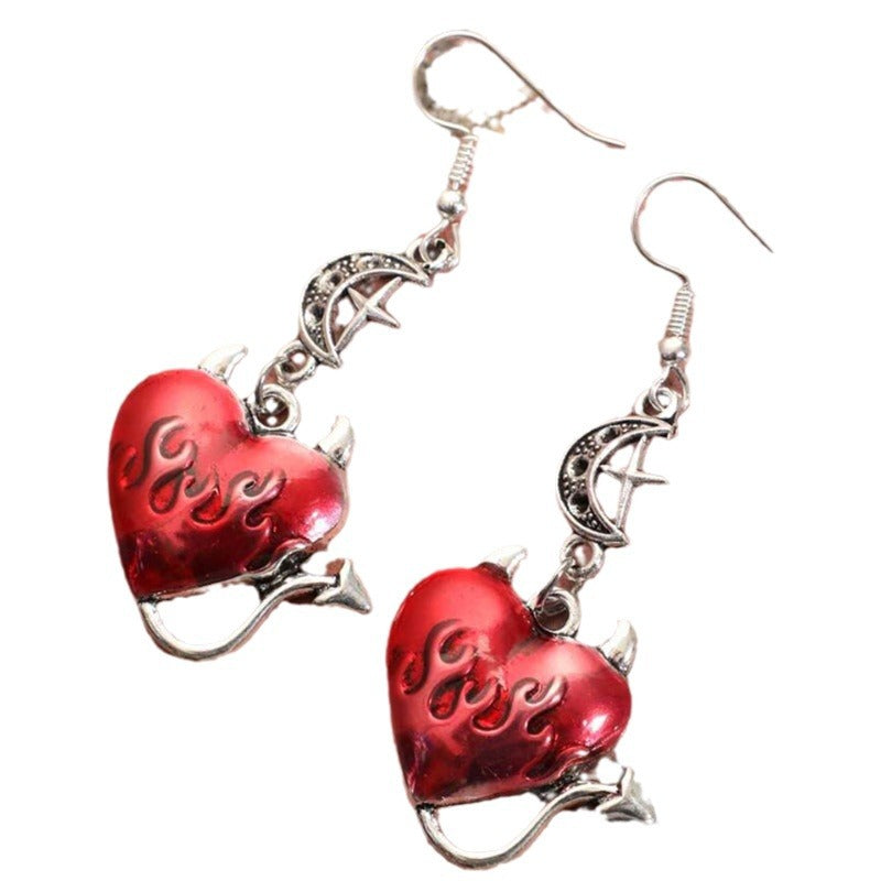 Wholesale Goth Theme Punk Red Heart Sexy Devil Earrings ACC-ES-MLR003