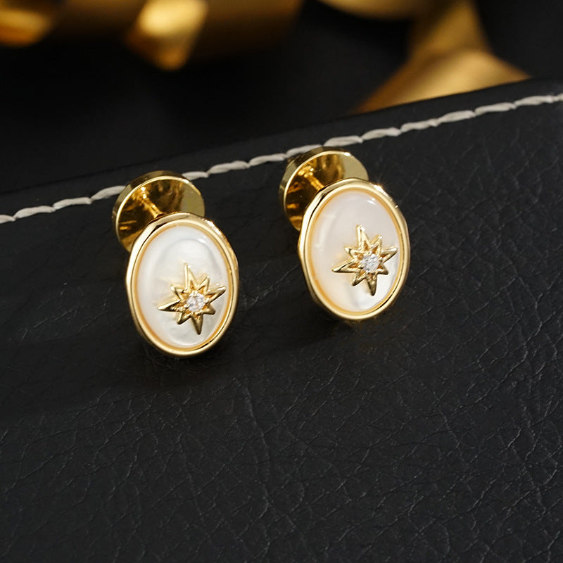 Wholesale  light luxury natural fritillary eight mans star earrings