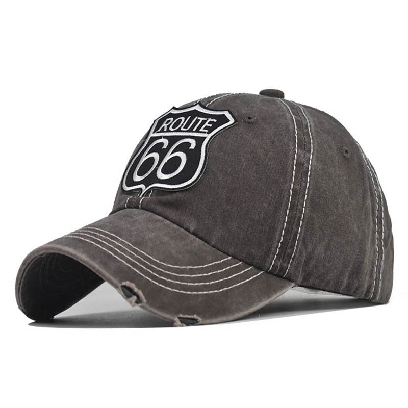 Wholesale 66 Embroidered Washed Cotton Baseball Cap Distressed Sun Hat Outdoor Casual Fashion Accessory