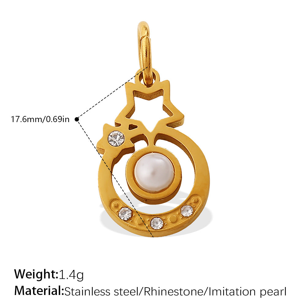 Wholesale Retro Elegant Style DIY Star and Moon Phase Diamond Charms for Jewelry