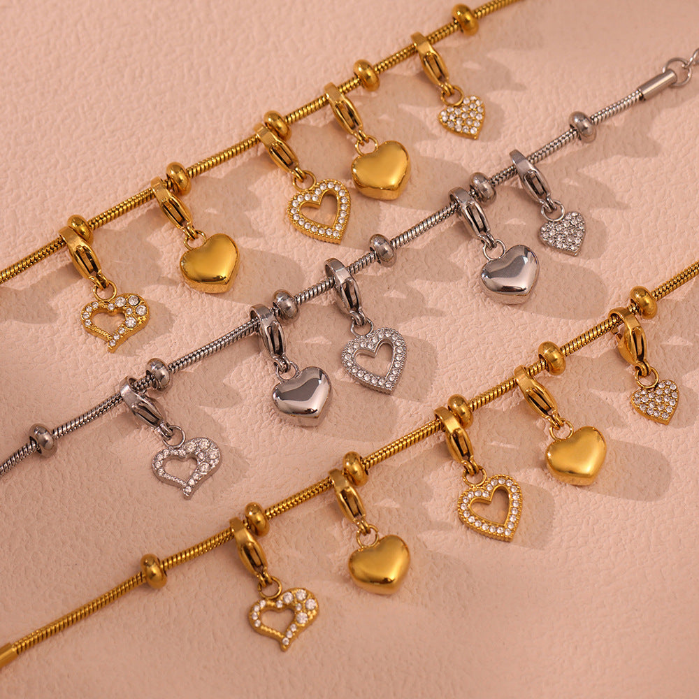 Wholesale Stainless Steel  Love Zircon DIY Multi-accessory Bracelet