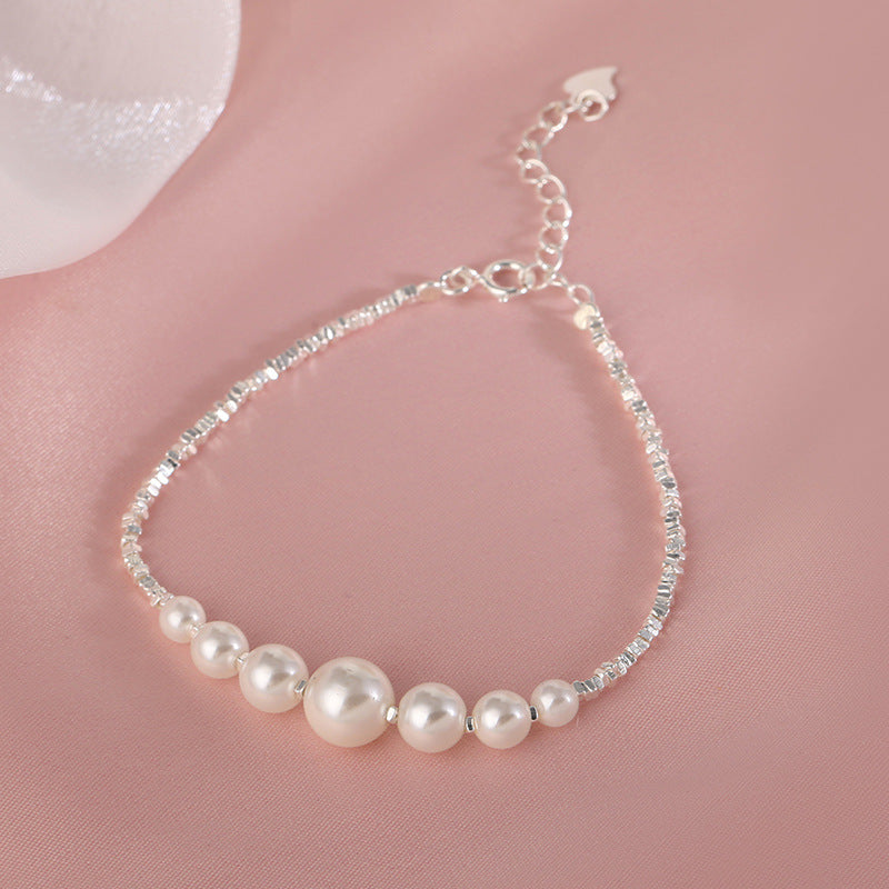 Wholesale silver pearl necklace bracelet female 925 sterling silver light luxury necklaces