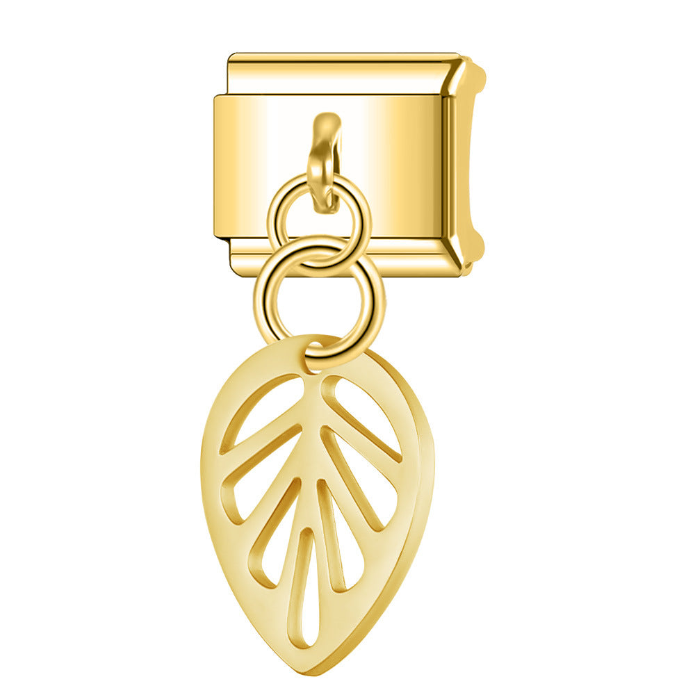 Wholesale Italian Charm Bracelet 9mm DIY Splicing Hollow Gold Pendant Stainless Steel Composable Bracelet