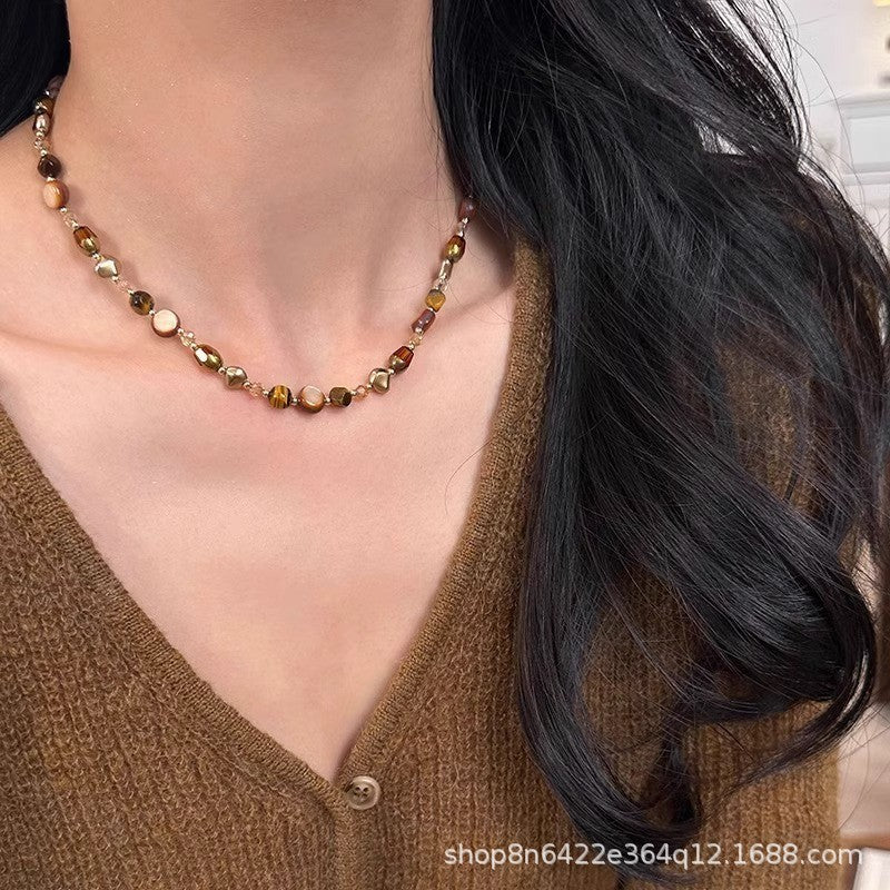 Wholesale Colorful Light Luxury Turquoise and Pearl Beaded Clavicle Necklace
