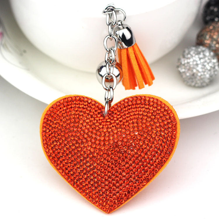 Wholesale 12pcs Heart Shape Hot Diamond Leather Keychain ACC-KC-DC001