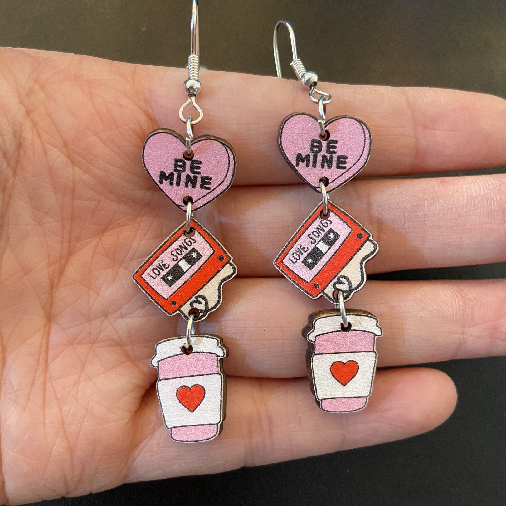 Wholesale Valentine's Day Pink Heart Cake Chocolate Earrings ACC-ES-XueP036
