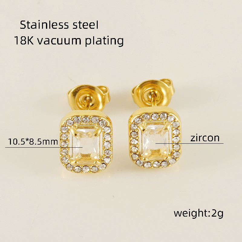 Wholesale Stainless Steel Love Zircon 18K Water Drop Sunflower Earrings ACC-ES-Zhongy002