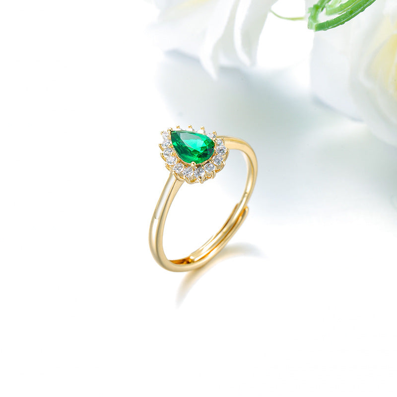 Wholesale Alloy Electroplated Ring with Drop-Shaped Gemstone,  Fashion Jewelry Accessory for Women