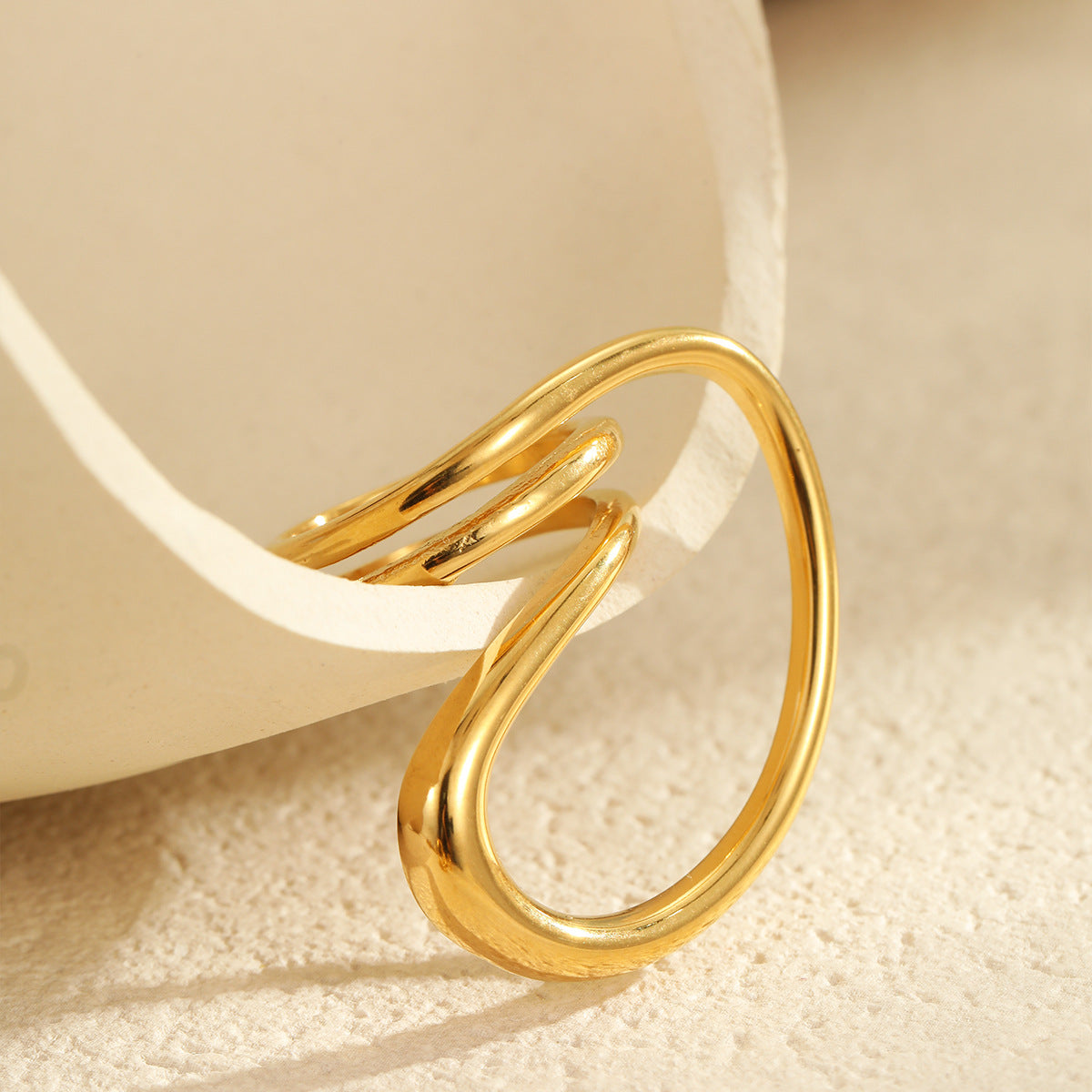 Wholesale Geometric Lines Metal Sense Stainless Steel Ring