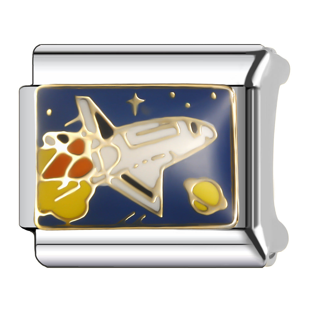 Bracelet de charme italien en gros de 9 mm Série d'avion à boule de bricolage Bracelet composable en acier inoxydable