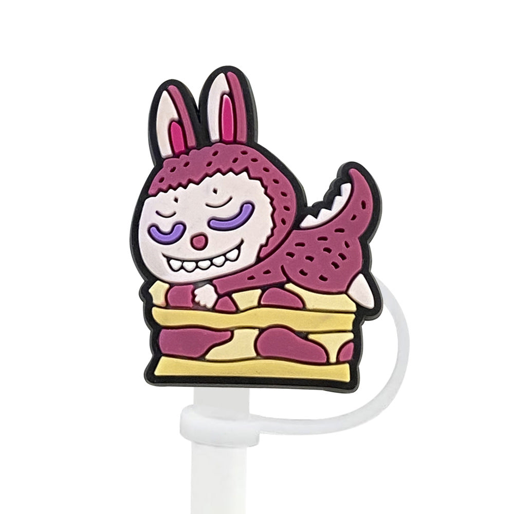 Wholesale Random 100pcs Cute Cartoon 10mm PVC Soft Straw Tube Cap