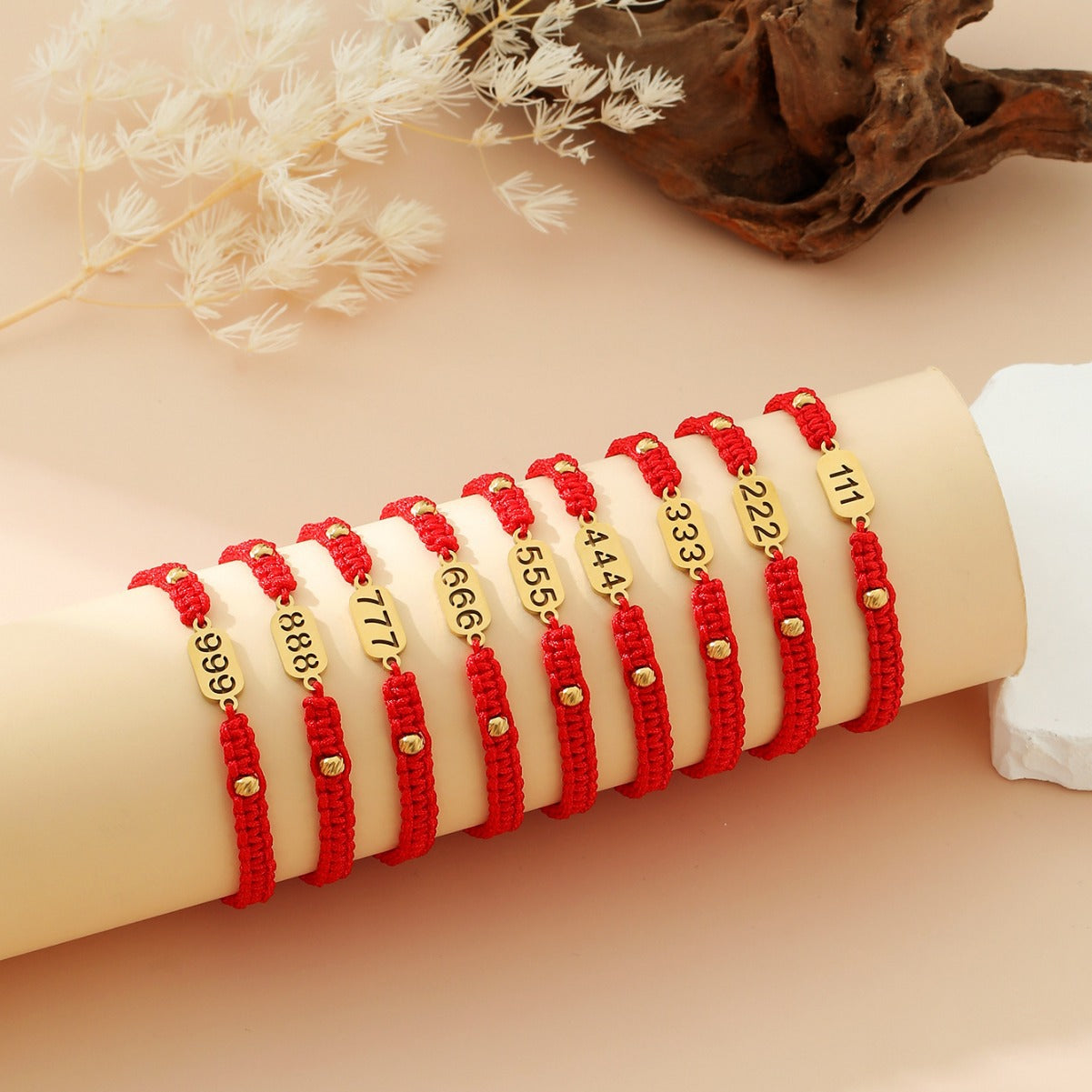 Wholesale hand-woven golden lucky number flat knot hand rope  bracelet