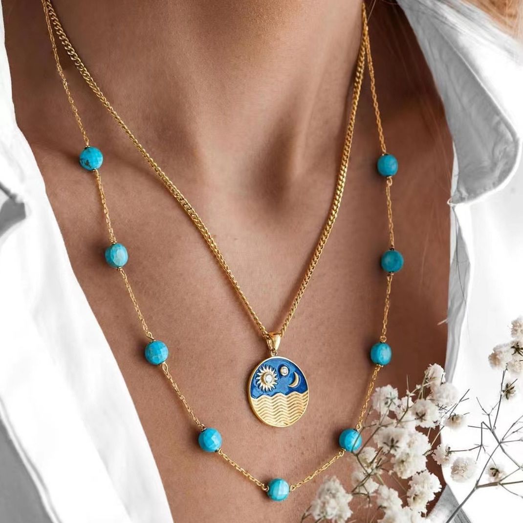Wholesale Bohemian Turquoise Pendant Necklace - Alloy Electroplated Retro Snail Heart Charm,  Fashion Accessory