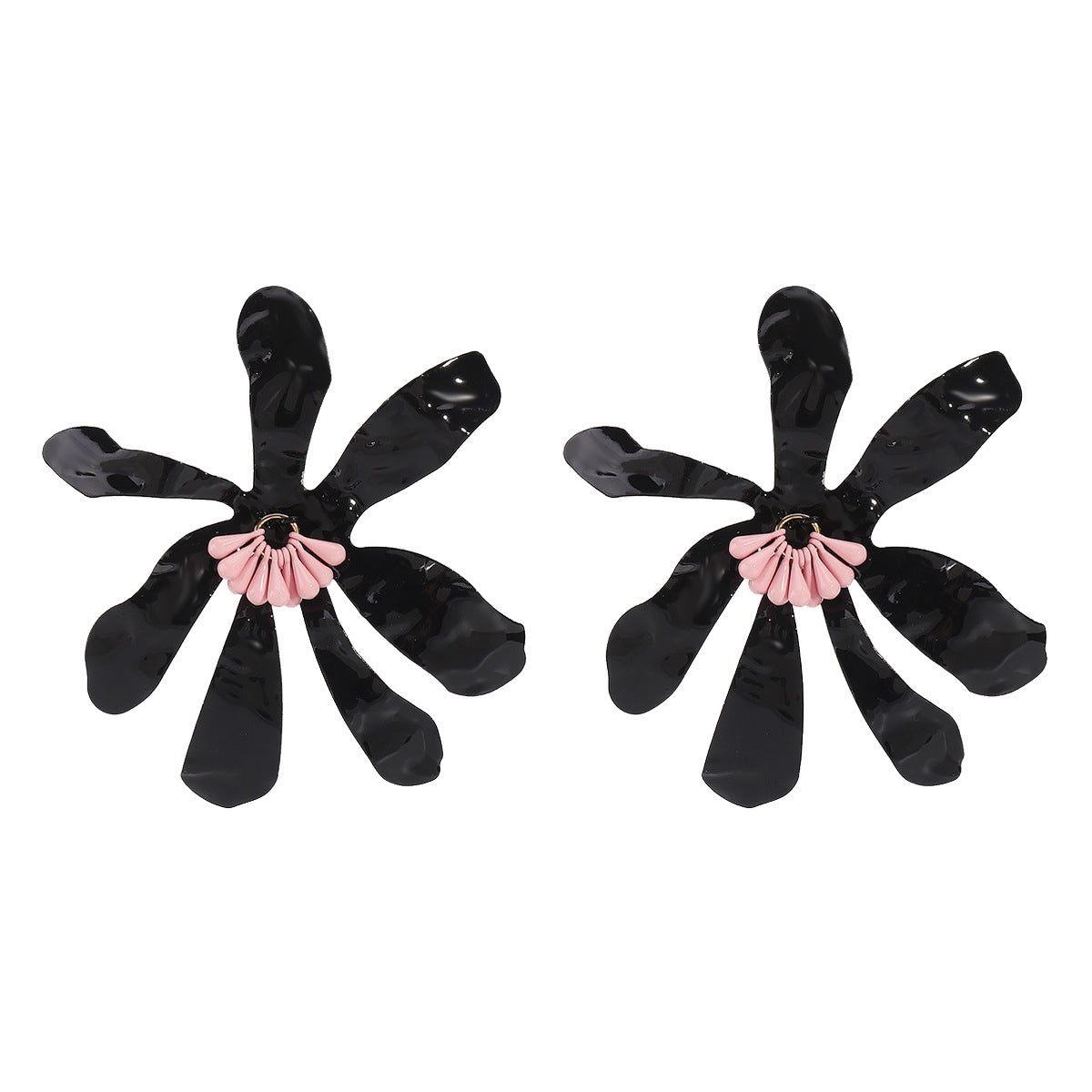 Wholesale Alloy Oil Dripping Exaggerated Flower Earrings